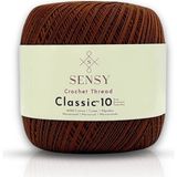 Sensy Classic 10 Tığ İpi 100% Merserize Pamuk Örgü İpi, Dantel İpi, Giza Mısır Pamuğu Dantel İpliği - Kahverengi
