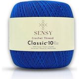 Sensy Classic 10 Tığ Ipi 100% Merserize Pamuk Örgü Ipi, Dantel Ipi, Giza Mısır Pamuğu Dantel Ipliği - Mavi