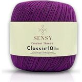 Sensy Classic 10 Tığ İpi 100% Merserize Pamuk Örgü İpi, Dantel İpi, Giza Mısır Pamuğu Dantel İpliği - Mor