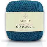 Sensy Classic 10 Tığ İpi 100% Merserize Pamuk Örgü İpi, Dantel İpi, Giza Mısır Pamuğu Dantel İpliği - Petrol Mavisi