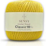 Sensy Classic 10 Tığ İpi 100% Merserize Pamuk Örgü İpi, Dantel İpi, Giza Mısır Pamuğu Dantel İpliği - Sarı