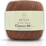 Sensy Classic 10 Tığ İpi 100% Merserize Pamuk Örgü İpi, Dantel İpi, Giza Mısır Pamuğu Dantel İpliği - Vizon