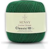 Sensy Classic 10 Tığ İpi 100% Merserize Pamuk Örgü İpi, Dantel İpi, Giza Mısır Pamuğu Dantel İpliği - Yeşil