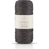 Sensy Multi Sparkle 1,5 mm Polyester Makrome İpi 100 gr Koyu Gri Renkli Simli İp