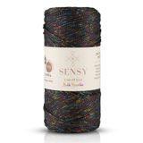 SENSY Multi Sparkle Simli 200 gr Polyester Makrome Ip Koyu Gri 2 Mm - 230 M Çanta ipi