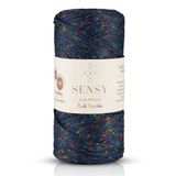 SENSY Multi Sparkle Simli 200 gr Polyester Makrome Ipi Lacivert 2 Mm-230 M çanta ipliği