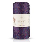 SENSY Multi Sparkle Simli Çok Renkli 200 gr Polyester Makrome Ip Mor 2 Mm - 230 M