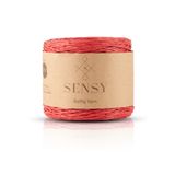 Sensy Premium 250 Gr Doğal Kağıt İp, Hasır Kağıt İplik, Rafya, Çanta, Supla, Şapka İpi, 250M (Kırmızı)