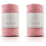 Sensy Premium 3 Büküm 500 gr 2'li Set Makrome Ipi 3mm Üç Büküm Taranan Makrome Halat Ip Somon