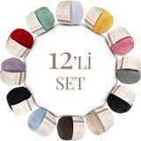 Sensy Premium Amigurumi Ipi Punch (Panç) Baby Soft Cotton 50 gr 12'li Örgü Ip Set5