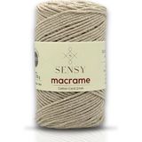 Sensy Premium Koton Pamuk Makrome İpi 2mm Cotton Zincir Makrome Çanta İpi Supla İpi Koton İp - Sütlü Kahve