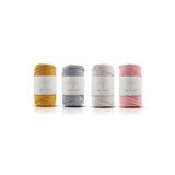 SENSY Premium Makrome Ipi 3mm Üç Büküm Taranan Makrome Halat Ip 4lü Set Hardal-açık Gri-ekru-somon