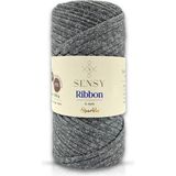 Sensy Premium Ribbon Polyester Makrome ip 200 gr Polyester Ribbon Makrome ipi Çanta ve Supla ipi - Simli Gümüş