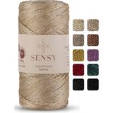 Sensy Premium Simli 200 gr Polyester Makrome Ipi 2 mm - 230 M Supla Ip ve Çanta Ipliği - Ekru