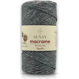 Sensy Premium Simli 200 gr Polyester Makrome Ipi 2 mm - 230 M Supla Ip ve Çanta Ipliği - Gri