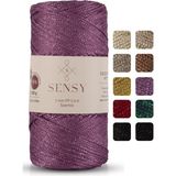 Sensy Premium Simli 200 gr Polyester Makrome Ipi 2 mm - 230 M Supla Ip ve Çanta Ipliği - Mürdüm