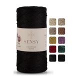Sensy Premium Simli 200 gr Polyester Makrome Ipi 2 mm - 230 M Supla Ip ve Çanta Ipliği - Siyah