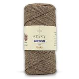 SENSY Premium Simli Ribbon Polyester İp 200 gr Makrome İpi Supla İpliği Ve Çanta İpi Simli Vizon