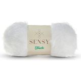 Sensy Premium Touch El Örgü Ipi Hırka Kazak Ipi Kürk Görünümlü Ip Atkı Bere Peluş Oyuncak Ipi Beyaz