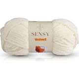 Sensy Premium Velvet Kadife Ip El Örgü Ipi Battaniye Ipi Kazak Ipi Bebek Battaniyesi Ipi - Krem