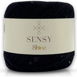 Sensy Shine Pullu Örgü İpi Siyah Renk 100 gr Pamuk Malzeme ile Hırka ve Bere Yapımı için