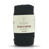 SENSY Simli 3 mm Polyester Makrome İpi 250 Gr Siyah Supla Ip ve Çanta İpliği