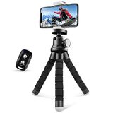 Sensyne Telefon Tripod, Telefon Tutucu ve Kablosuz Uzaktan Kumandalı Esnek Cep Telefonu Tripodu, Mini Seyahat Tripod Standı, Tüm Cep Telefonları, Kameralar ile Uyumlu (Siyah)