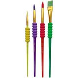 Sentetik Fırça Seti, 4'lü, Sünger Tutmalı, Akrilik ve Yağlı Boya Için, 2.5mm - Option-1