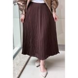 Sentez 5432 Şifon Kırıştırma Etek - Kahve - L - XL