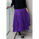 Sentez 5475 Viola Parçalı Kırıştırma Etek - Mürdüm - L - XL