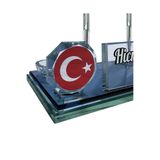 SENTEZ MASA İSİMLİĞİ Türk Bayrağı Kristal Masa Üstü İsimlik