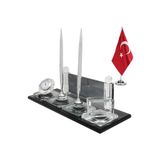 Sentez Masa Üstü Isimlik Elit Kristal Masa Isimliği Ve Masa Bayrağı