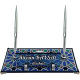 Sentez Masa Üstü İsimlik Kişiye Özel Selçuklu Motif Kristal Masa Isimlik - Gümüş