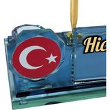 Sentez Masa Üstü İsimlik Türk Bayrağı Kristal Masa Isimliği - Altın