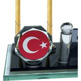 Sentez Masa Üstü İsimlik Türk Bayrağı Masa Isimliği Ofis Hediyesi - Altın