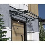 Şentürk Yapı Metal Taşıyıcılı Kapı Üstü Pratik Sundurma Antrasit - Şeffaf Levha 290 x 100 Md2