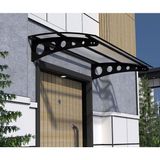 Şentürk Yapı Metal Taşıyıcılı Kapı Üstü Pratik Sundurma Siyah - Şeffaf Levha 280 x 100 Md2