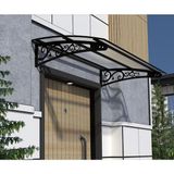 Şentürk Yapı Metal Taşıyıcılı Kapı Üstü Pratik Sundurma Siyah - Şeffaf Levha 290 x 100 Md2