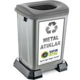 Şenyayla Sıfır Atık Geri Dönüşüm Kutusu 50 Lt Gri-Metal Atıklar - Çok Renkli