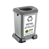 Şenyayla Sıfır Atık Geri Dönüşüm Kutusu 50 lt Gri-Metal Atıklar