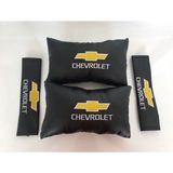 Şenyıldız Aksesuar Chevrolet Nakışlı Cruze Aveo Deri 1 Çift Boyun Yastık ve 1 Çift Kemer Pedi