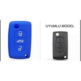 Şenyıldız Aksesuar Citroen Berlingo Xsara Picasso C2 C3 C4 C5 C6 C8 Uyumlu 3 Tuş Silikon Anahtar Koruma Kılıf - Mavi