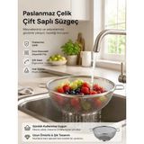 Senz Kulplu Paslanmaz Çelik Süzgeç Makarna Süzgeci Meyve ve Sebze Yıkama Kevgir 24 cm