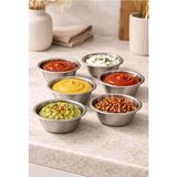 Senz Paslanmaz 304 Çelik 6'lı Sosluk Silikon Kapaklı Hava Geçirmez Kase Kahvaltılık Sos Saklama Kabı
