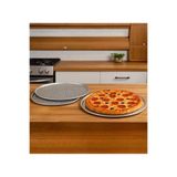 Senz Paslanmaz Çelik Pizza Tepsisi,delikli Lahmacun ve Pizza Tavası,fırın Tepisisi 3'lü Set 28,32,36 cm