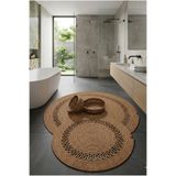 Senza Atelier 4'lü Jüt Banyo Paspas ve Sepet Seti - Hasır Yuvarlak Halat Paspas - Boho Banyo Düzenleyici Organizer