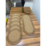 Senza Atelier 8 Parça Jüt Supla Seti - Oval Runner ve Ekmek Sepeti Dahil Hasır Sofra Takımı - 32 cm