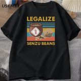 Senzu Fasulye Terkek Kadın Pamuk Büyük Boy Komik Grafik Tees Yaz Üstleri Vintage Bask 3077 - Siyah