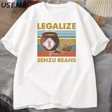 Senzu Fasulye Terkek Kadın Pamuk Büyük Boy Komik Grafik Tees Yaz Üstleri Vintage Bask 3078 - Beyaz