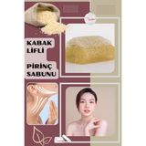 Seon 1 Adet El Yapımı Doğal Kabak Lifli Pirinç Özlü Sabun Premium Peeling Etkili Yüz, El, Vücut Sabunu